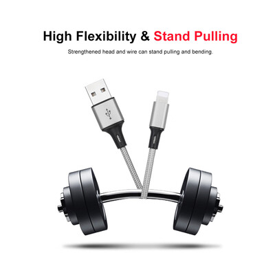 

Lightning Charging Cable Charging Data Cable Lightning Phone Cable Data Sync Nylon Braided 1M for iPhoneSilver