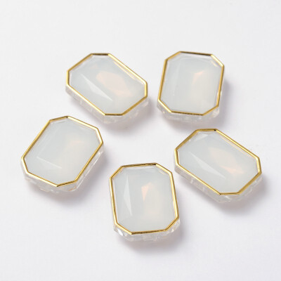 

Sew on Rhinestone Taiwan Acrylic Golden Plated Garment Accessories Rectangle WhiteSmoke 20x15x7mm Hole 1mm