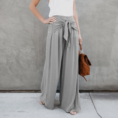 

Women Fashion Casual Loose High Waist Wide Leg Bell Bottom Palazzo Flare Pants