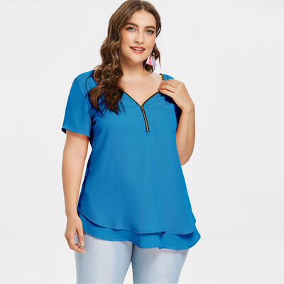 

Roseonmyhand Summer Womens Fashion Casual V-Neck Solid Big Size Short Sleeve Tank Tops