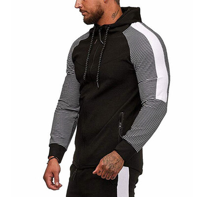 

Toponeto Men Autumn Long Sleeve Patchwork Hoodie Hooded Sweatshirt Top Tee Outwear Blouse