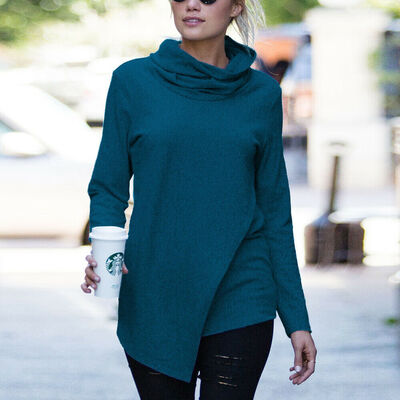 

Women Casual Long Sleeve Turtleneck Jumper Pullover Sweatshirt Top T Shirt -3XL