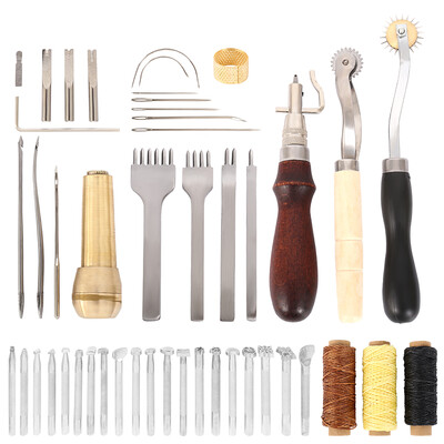 

48 Pcs Professional DIY Leather Craft Hand Tools Kit Hand Sewing Stitching Punch Carving Work Saddle