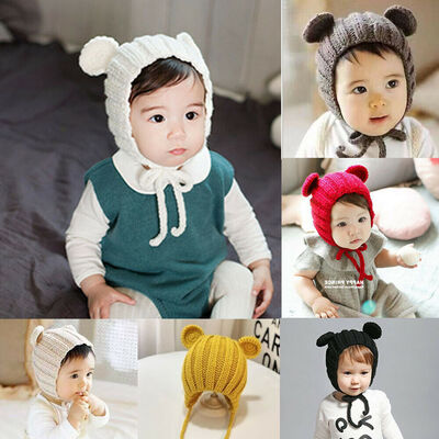 

Cute Baby Newborn Winter Knit Wool Beanie Hat Neckerchief Ski Cap For Boy Girl