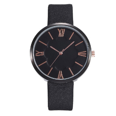 

Woman Roman Numeral Time PU Leather Band Watch Lady Flower Pattern Dial Quartz Wrist Watch
