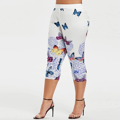 

Tailored Women Casual Fashion Butterfly Print Plus Size High Waisted Leggings Pant