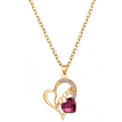 

Gold Heart Pendant Necklace Love Gemstone Crystal Zircon Necklace Earrings Ring Jewelry Set For Women Wedding Party Gifts