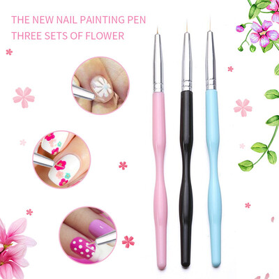 

Toponeto 3PC Nail Art UV Gel Polish Design Dot Painting Detailing Pen Brushes Tool Set