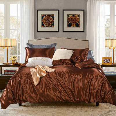 

Comforter Duvet Cover Set Pure Color Silk-like Home Soft Bedding Set