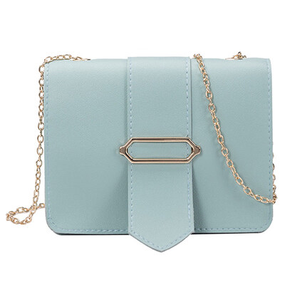 

Fashion Women Solid Color Square Chain Shoulder Bag Faux Leather Crossbody Pouch