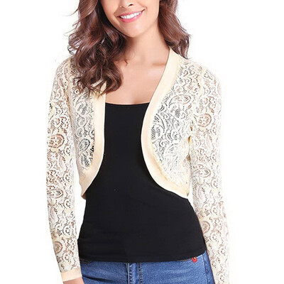 

Toponeto Womens Solid Open Front Long Sleeve Hollow Out Outwear Cardigan Coat Tops