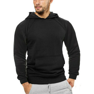 

Men Top T-Shirt Long Sleeve Slim Fit Hooded Sweatshirt Pullover Sweat Hoodie New