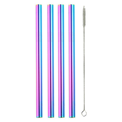 

Toponeto 4Pcs Colourful Long Stainless Steel Metal Drinking Straws Reusable Drinking Straws