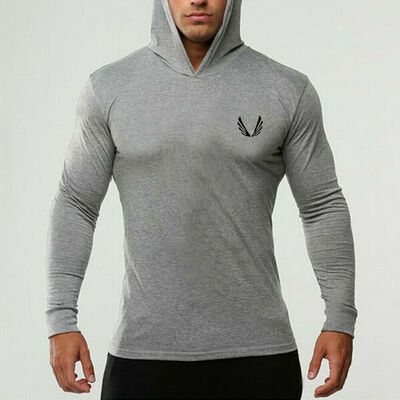 

Men Gym Thin Hoodie Long Sleeve Hoodies Sweatshirt Casual T-Shirt Fitness Tops