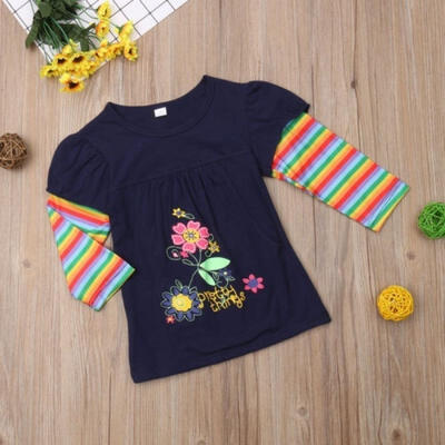 

Toddler Kids Baby Girls Rainbow Dress Long Sleeve Party Princess Dresses Clothes