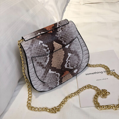 

Qiao Bani 2019 new European&American style fashion snake pattern saddle bag foreign trade single shoulder diagonal trend female bag cross-border