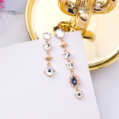 

Asymmetry Luxury Crystal Rhinestone Long Drop Earrings for Women Fashion Shiny Star Statement Jewelry Earring Pendientes