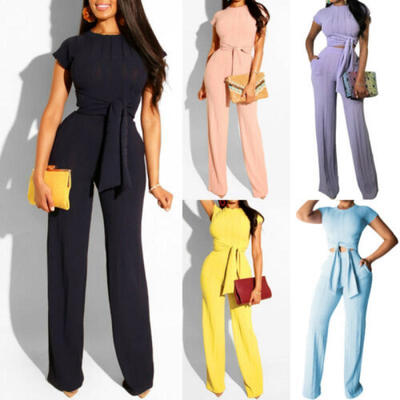

Women 2 Piece Set Crop Top&Pants Bodycon Outfits Long Pants Beach Jumpsuit