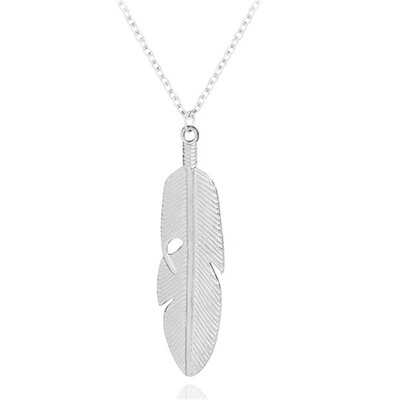 

Fashion Long Metal Leaf Feather Clavicle Sweater Chain