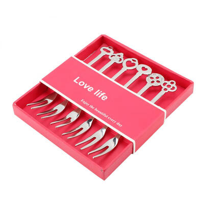 

Greensen 6PcsSet Stainless Steel Fruit Forks Dessert Cake Two Tooth Forks Set Home Party Gift