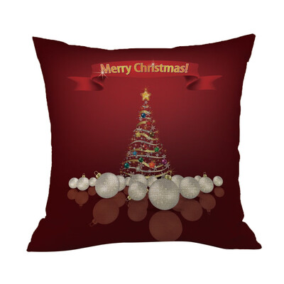 

Tailored Happy Christmas Pillow Cases Linen Sofa Cushion Cover Home Decor Pillow Core