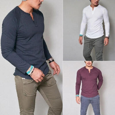 

Fashion Men&amp39s Slim Fit V Neck Long Sleeve Muscle Tee T-shirt Casual Tops Blouse Clothes