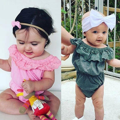 

Newborn Kids Baby Girls Off Shoulder Romper Sumemr Baby Bodysuit Jumpsuit Outfits Sunsuit Set