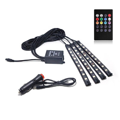 

4pcs Car Styling Decoration Light USB Wireless RemoteAPP Control Interior Floor Foot LED Atmosphere RGB Neon Strip Waterproof Fle