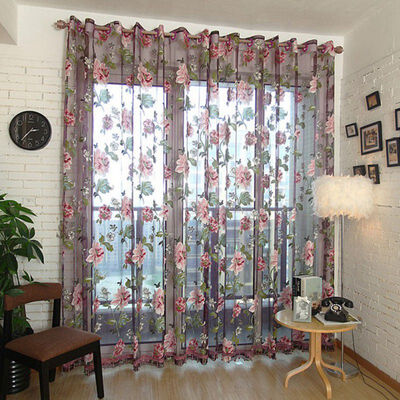 

Top Selling For 1 Pcs Elegant Floral Tulle Voile Window Curtain Panel Sheer Drape Scarf Valances
