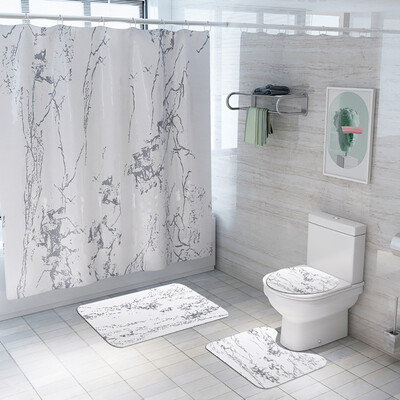 

Gobestart Creative Crack Curtain Floor Mat Four-piece Bathroom Mat Set