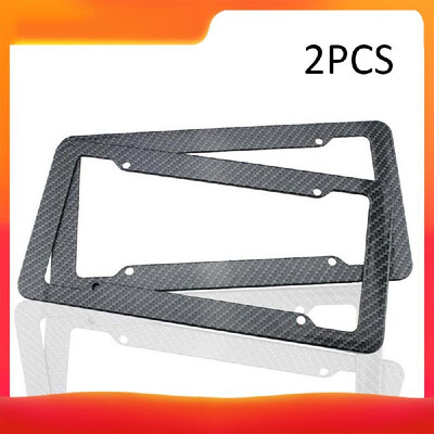 

Carbon Fiber Style Car License Plate Frames for Front & Rear Bracket 2pcset