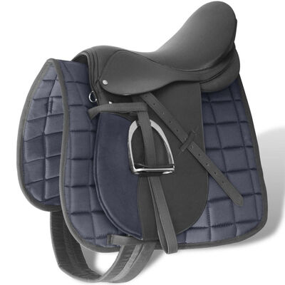 

Horse Riding Saddle Set 175" Real leather Black 47" 5-in-1