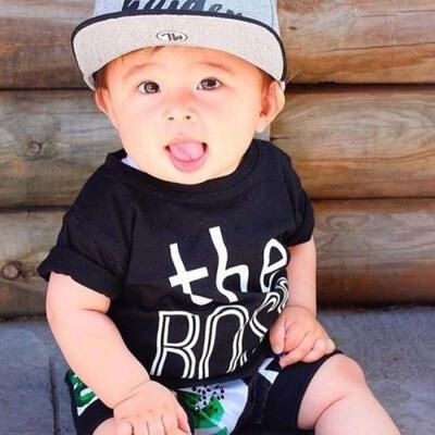 

New Fashion Toddler Boy Kids T-shirt Tops Short Sleeve Summer Tee Black Cotton 0-5Y
