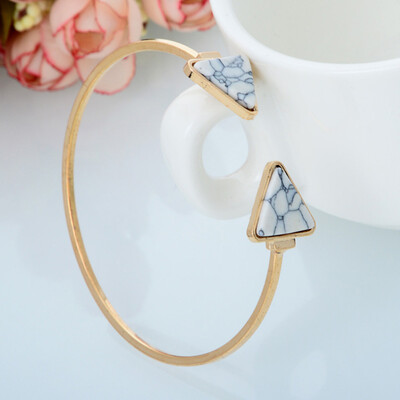 

Stylish Open Triangle Marble Cuff Bracelets For Women Girls