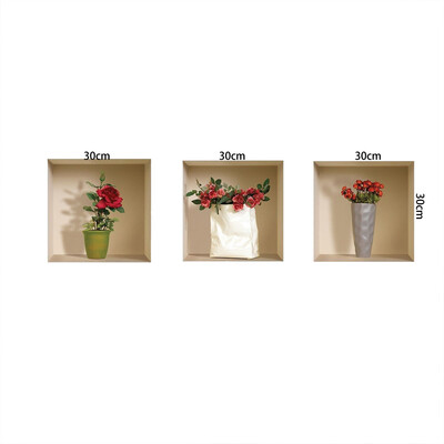 

Set of 3 Art Magic 3D Vase Murals Removable Wall Sticker Decals DIY for Living Room Bedroom Sofa Home Decor