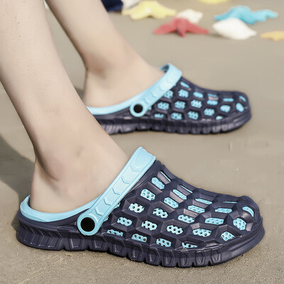 

Sandals 2019 new big slippers mens Korean version of the trend semi-towed beach air anti-skid soft bottom summer hole shoes