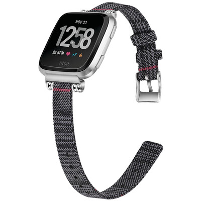 

Ecsem Slim Woven Bands for Fitbit Versa Bands Durable Canvas Fabric Strap with Stainless Steel Bead 55"-81