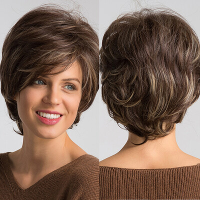 

〖Follure〗Mixed Brown Short Length Fashion Hair Heat-Resistant Synthetic Fiber Wigs