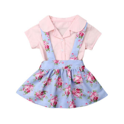 

US Summer Toddler Kid Baby Girl Clothes Flower Shirt Top Tutu Dress Skirt Outfit