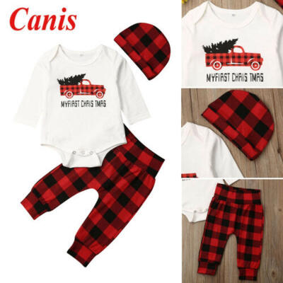

CA Toddler Kid Baby Girl Christmas Romper Tops Pants Leggings Hat Outfit Clothes