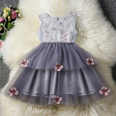 

Girl Bridesmaid Dress Baby Flower Kids Party Embroidery Wedding Dresses Princess