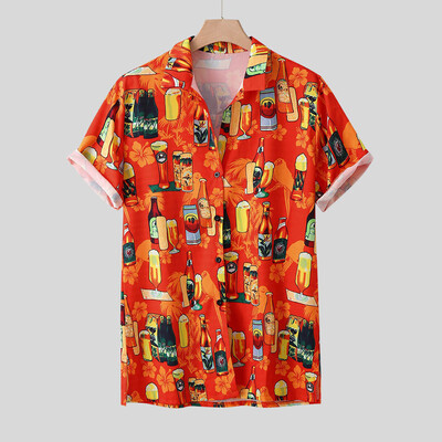 

Toponeto Stylish Mens Beer Festival Printed Hot Style Shirt With Short Sleeves
