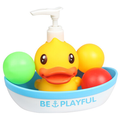 

Baby Bath Toy Float Boat With Dispenser Pump Bottle Yellow Duck Pool Tub Toy