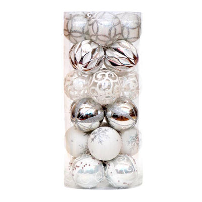 

24 Pcs Christmas Ball Shine Ball Painted Ball Package Christmas Ornament Christmas Tree Decoration Balls