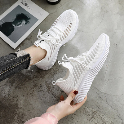 

Mhysa 2019 Spring Women casual shoes fashion breathable light Walking mesh lace up flat shoes sneakers women tenis feminino T873
