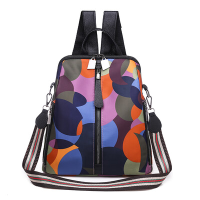 

Lattice double - shoulder bag womens Korean version of fashion large - capacity travel bag casual impact color backpack bag
