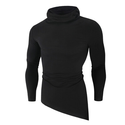 

Toponeto Men Irregular Hem Splicing Long Sleeve Shirt Fashion Long Sleeve Blouse Top