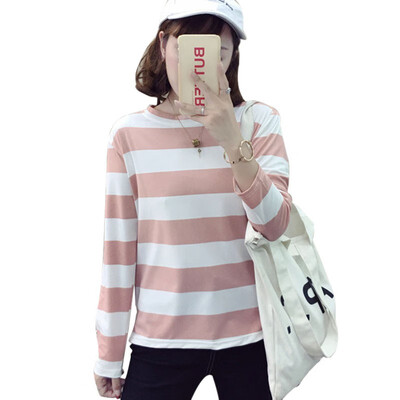 

Long Sleeve Striped Womens T-shirt Autumn Female T-shirt Tops Tees