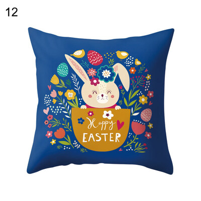 

Happy Easter Bunny Egg Flower Pillow Case Sofa Bed Car Cafe Office Cushion Cover