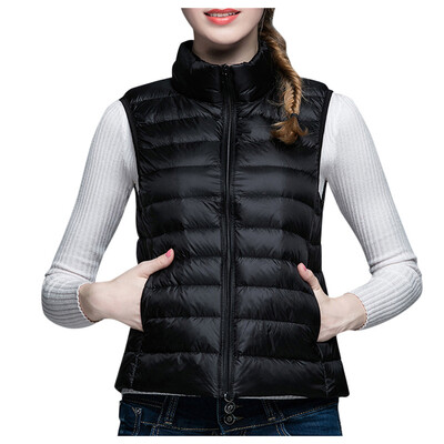 

Toponeto Fasion Womens Standing Collar Short Paragraph Leisure Lightweight Down Vest